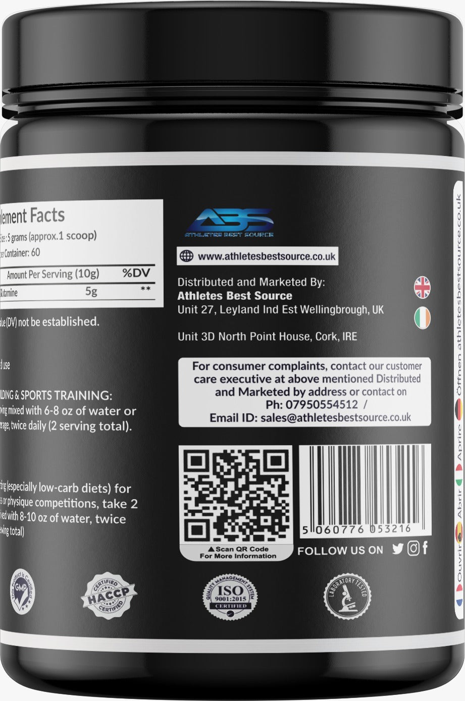 ABS Pure L-Glutamine: Premium Recovery & Muscle Support Supplement (300 GRAM)