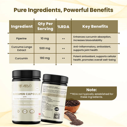 ARV  CURCUMINE WITH PIPERINE  (60 CAPS.)